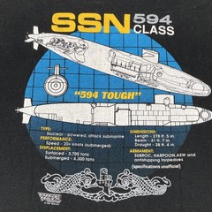 Vtg FOTL Adult XL Black Shirt SSN 594 Class Nuclear Powered Submarine 1991 USA