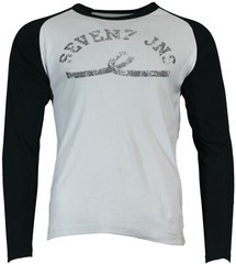 MENS Long Sleeve T Shirt “Seven 7 JNS ” 100% Cotton -Slim Fit NEW