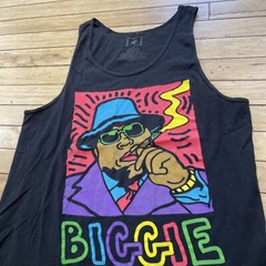 BROOKLYN MINT Biggie Tank Top Shirt Men M Black Graphic Color Hip Hop Retro Tee