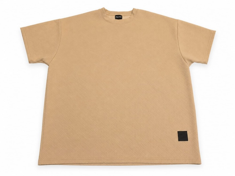Men’s 4XL Beige Short Sleeve T-Shirt Crew Neck Casual Streetwear Oversized