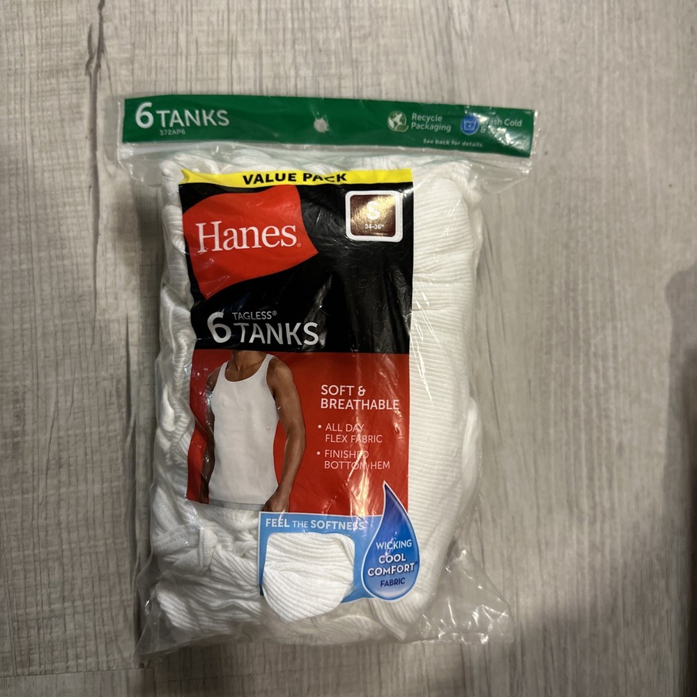 Hanes Comfort Soft Size S Men’s Tank – White (6 Piece)