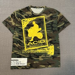 Vtg Y2K Acid Cigars T Shirt Men’s Large Camo Double Sided Graphic Tobacco Promo