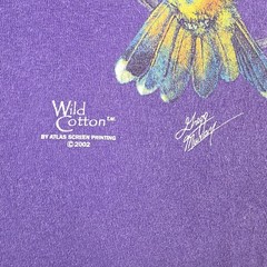 Vintage Hummingbird Shirt Mens Medium Purple Double Sided Wild Cotton Floral Art