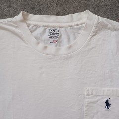 Polo Ralph Lauren T Shirt Mens 2XB White Logo Pocket Tee Long Sleeve