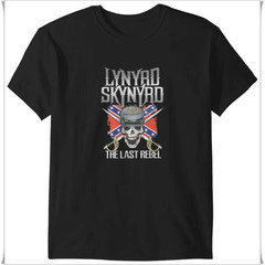 Lynyrd Skynyrd The Last Rebel T-shirt, Heavy Black Cotton T-shirt, Size S-5XL