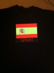 Spain LED Flag EQ Sound Activated Flashing LED Design T-Shirt All size in stock