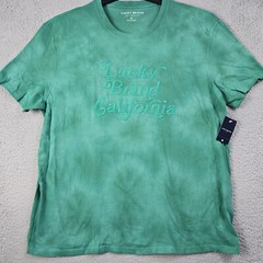 Lucky Brand TIE DYE SHIRT Mens Extra Large XL GREEN Casual Embroidered NWT