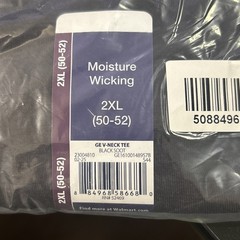 George Men’s Moisture Wicking V-neck T-Shirt Black Out Size 2XL (50-52)