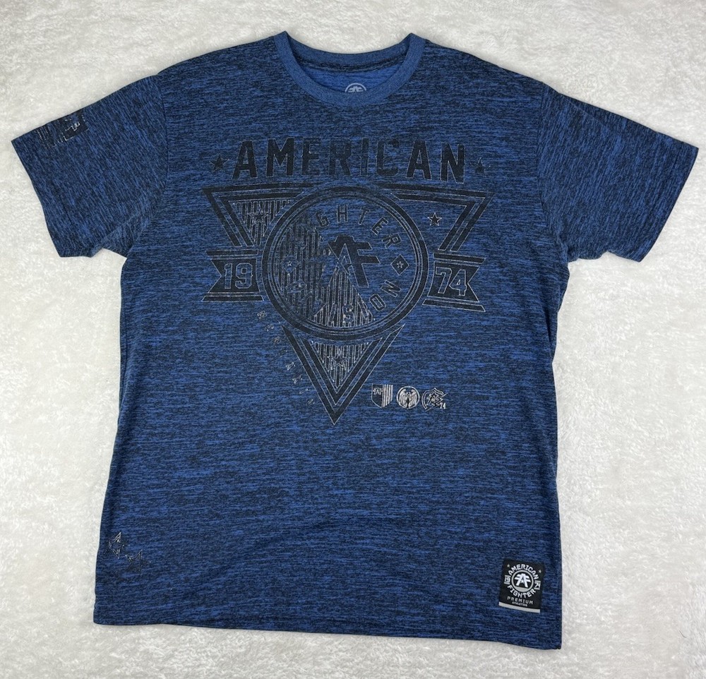 American Fighter Tshirt Mens Sz XL Blue Short Sleeve MMA Athletic Graphic Tee
