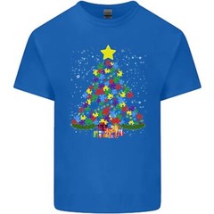 Autism Christmas Tree Autistic Awareness Mens Cotton T-Shirt Tee Top