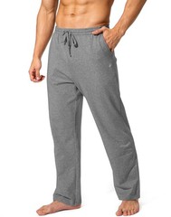 Men’s Cotton Yoga Sweatpants Athletic Lounge Open Bottom Jersey With Pockets