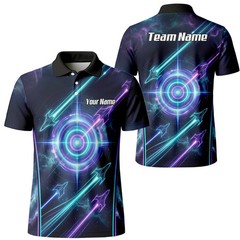 Personalised Dart Custom Name Galaxy Space Neon Target Polo Shirt HS1253