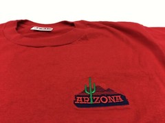 VTG Arizona T Shirt Mens Large Souvenir Spell Out Red Cotton State Cactus Tee