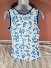Bud Light Beer White Blue AOP Muscle Tank Top Shirt Chest Pocket Mens XL NWOT
