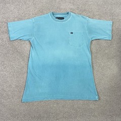 VTG 90s Outersport Garment Dyed Natural Pocket T Shirt Medium Blue Gradient