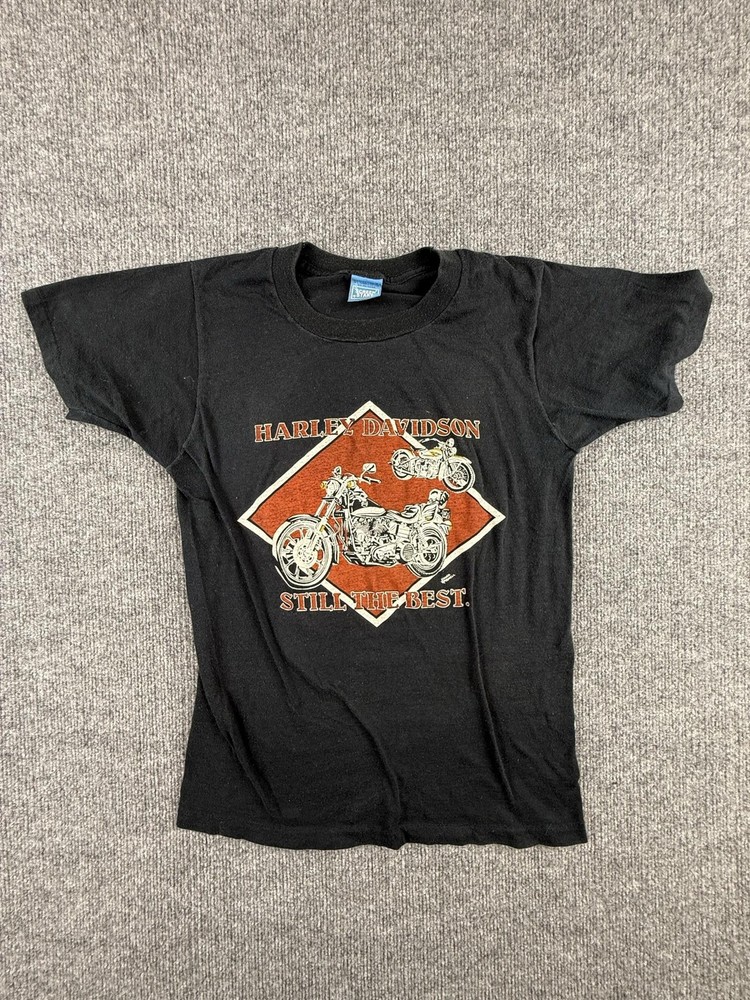 Vintage Screen Stars Harley-Davidson Shirt Mens Small Black North Texas Tee