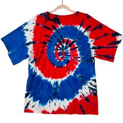 Authentic Pigment Mens Tie Dye T-Shirt Red White Blue Spiral Cotton Large L
