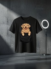 Unisex Funny Golden Retriever In Pocket Dog Mom Dad Graphic T Shirt Gift