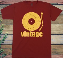VINTAGE VINYL T SHIRT DJ MUSIC CLASSIC RECORD COLLECTOR TECHNICS 1200 TURNTABLE