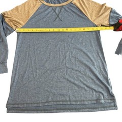 Unisex M Brown Blue Henley Shirt Long Sleeve Lightweight Casual Pullover Comfort
