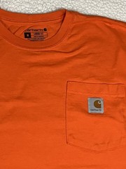 Carhartt K87 Loose Fit Pocket Logo Orange Crew Neck T-Shirt Men’s M