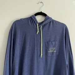 Vineyard Vines Men’s SZ M Blue/Green Drawstring Hooded Long Sleeve T-Shirt