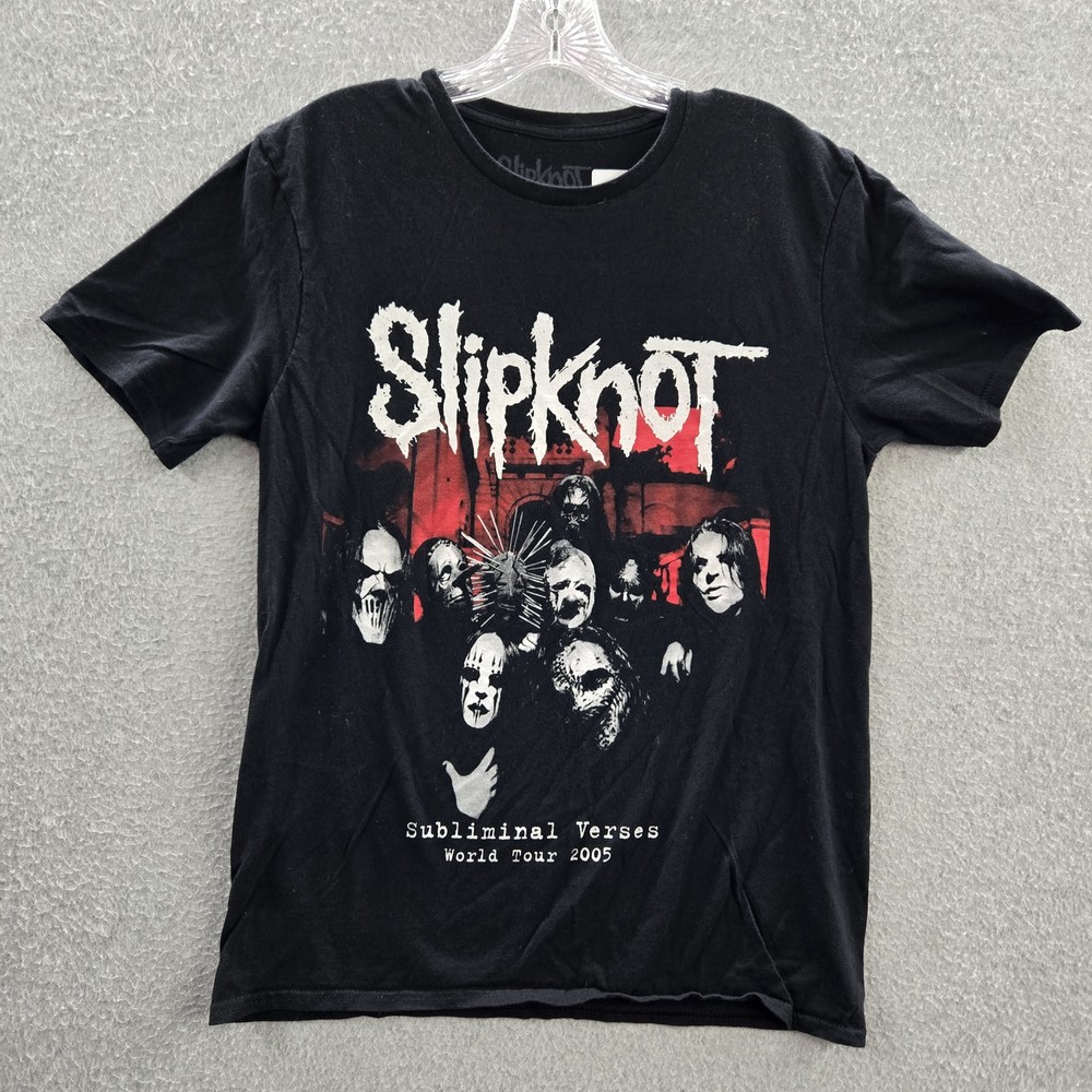 Slipknot Men Shirt M Black Graphic Print Band Photo Tour Dates Concert Tee