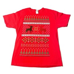 Christmas Pattern Shirt (L) Reindeer, Snowflakes, Trees