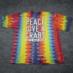 Vintage 90s Joe’s Crab Shack Tie Dye Peace Shirt Single Stitch Adult XL