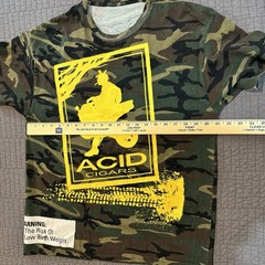Vtg Y2K Acid Cigars T Shirt Men’s Large Camo Double Sided Graphic Tobacco Promo