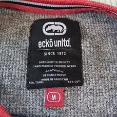 Ecko Unltd Thermal T Shirt Mens Med Heather Gray Waffle Knit Long Sleeve Rhino