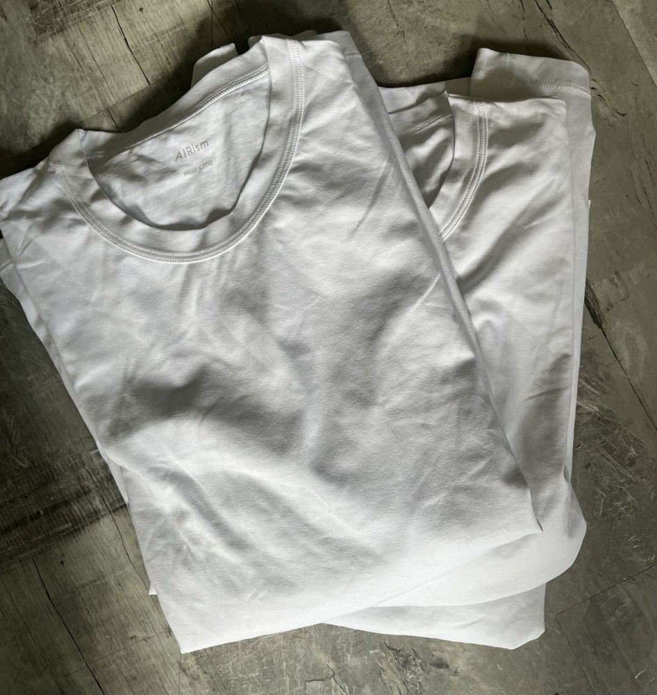 Uniqlo U Airism Mens Size M White Crew Neck T-Shirts (3) Cotton NWOT