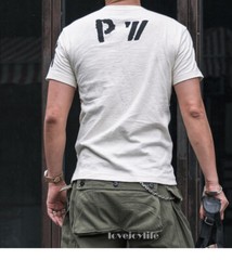 Bronson WW2 PW Pocket Tee Vintage Prison Style Short Sleeve T-Shirts Natural T