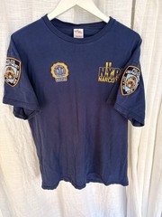 Authentic Vintage NYPD Narcotics T-Shirt XL Embroidered Patches Rare