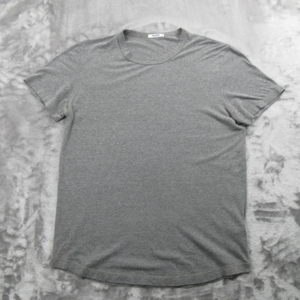 Buck Mason Slub Shirt Mens Large Gray Tri-Blend Crewneck Soft Tee Curved Hem