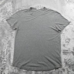 Buck Mason Slub Shirt Mens Large Gray Tri-Blend Crewneck Soft Tee Curved Hem