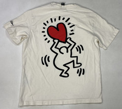 H&M Keith Haring Love Art Graphic T-shirt Men Medium Ivory Short Sleeve