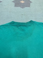Vintage 90s pocket t shirt blank teal turquoise aqua distressed grunge large