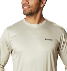 Columbia Men’s Terminal Tackle PFG Vintage Fish Long Sleeve, Fossil/Bass, XL
