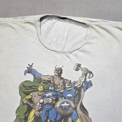 Marvel Avengers Shirt Mens 2XL White Graphic Tee Superhero Comic Book
