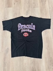 vintage 90s Dracula Sucks Single Stitch Tee XL Fashion Victim Like Goth Emo Vtg