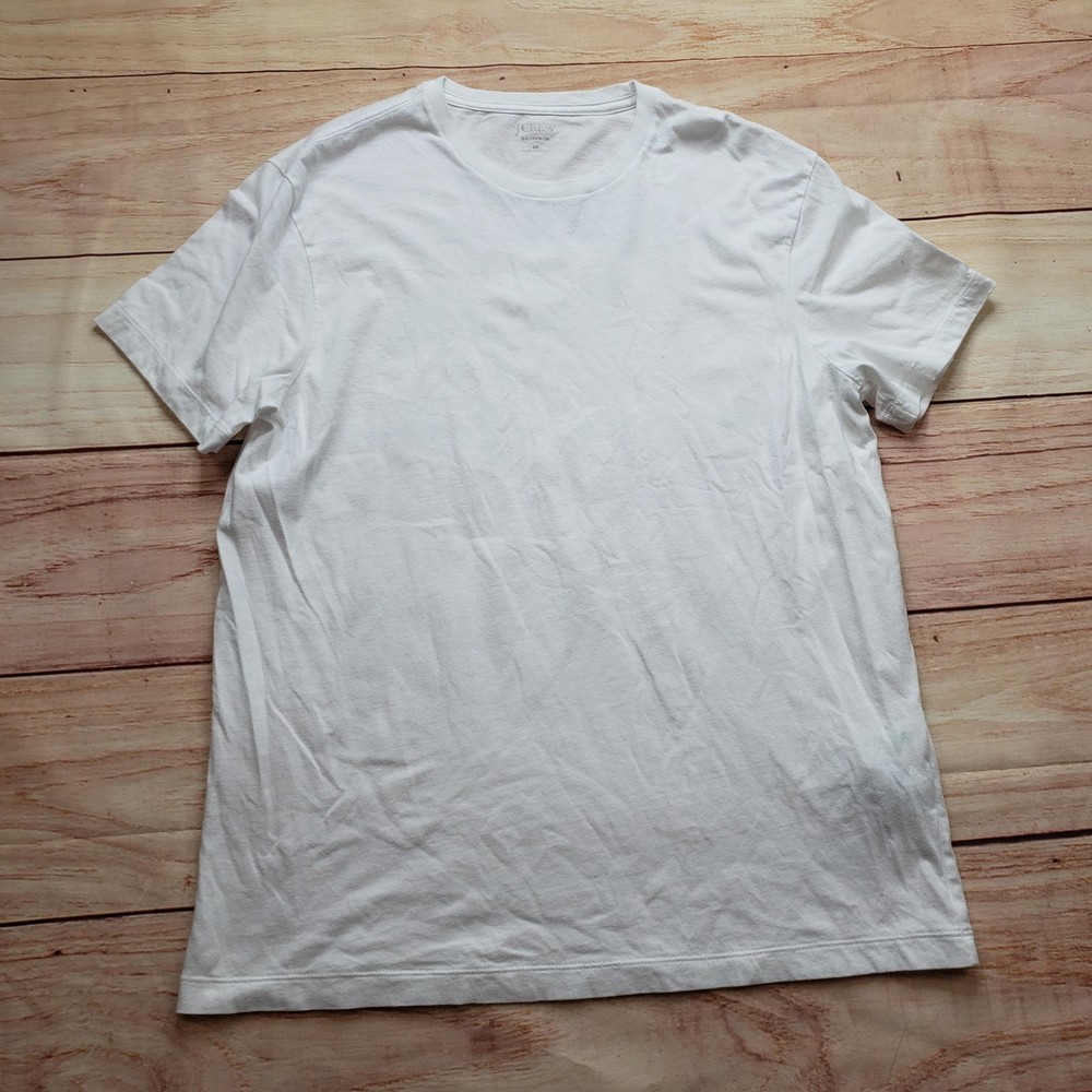 J.CREW Shirt Mens M White Broken-In Basic Cotton Crew Neck Tagless Easy Care