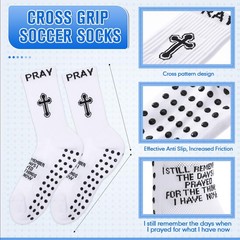 4 Pairs Christian Cross Socks Cross Grip Soccer Sock Anti Slip with Bible Ver…