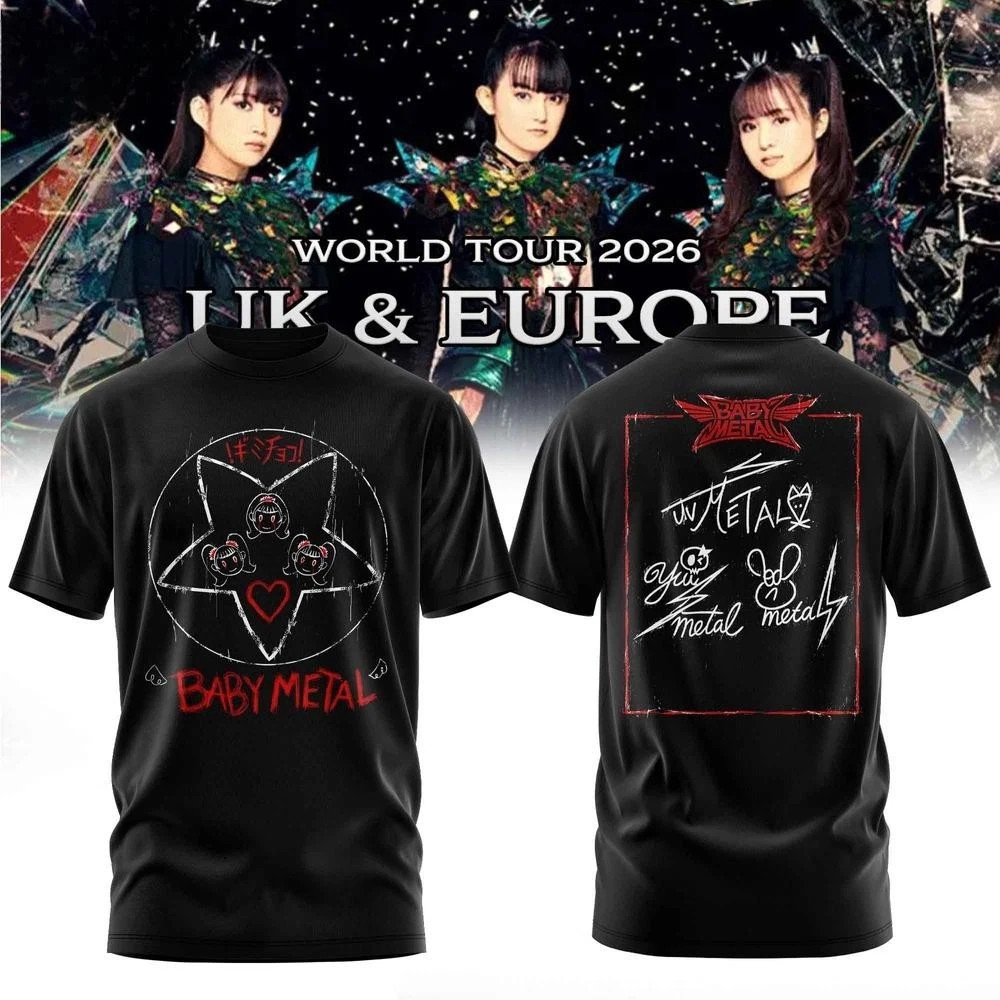 2026 UK Europe Tour BABYMETAL Printed AOP 3D T-Shirt Full Size GE701