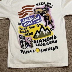 Diamond Cross Ranch White T-Shirt Tee Men’s Size Med Jackson Hole Wyoming Cowboy