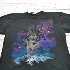 Wolf Shirt Mens Large Black Galaxy Graphic Vermilion Bay Ontario Canada Nature