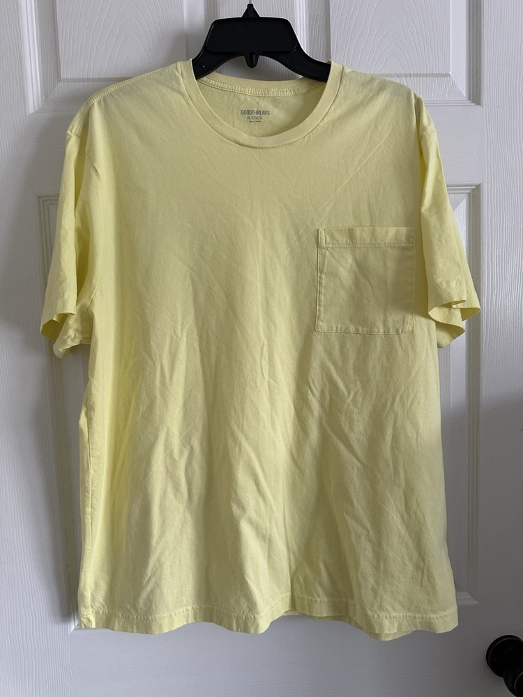 Goodthreads Men’s Yellow 100% Cotton Crew Neck Short Sleeve T-Shirt XL