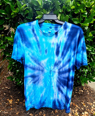 New Spider Tiedye Blue Ash Color Mens T-Shirt Blank Tye Dyed Tee