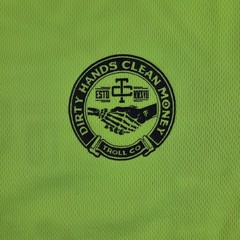 Troll Co Shirt Mens Small Long Sleeve Hi Vis Dirty Hands Clean Money Graphic
