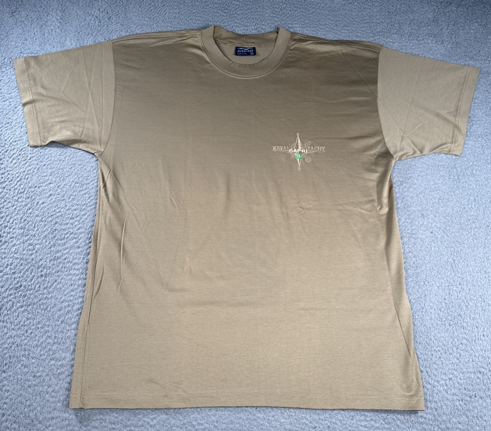 Vintage Albatros Shirt Mens XL Brown Cotton Capri Yacht Logo Streetwear Italy